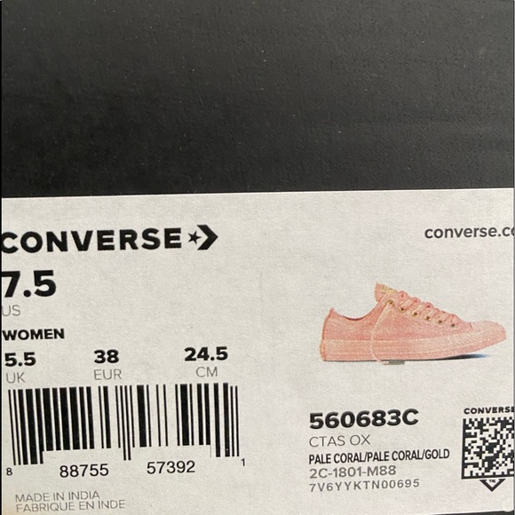 Converse Ctas Ox Canvas Pale Coral Women’s Sneaker - Picture 9 of 9